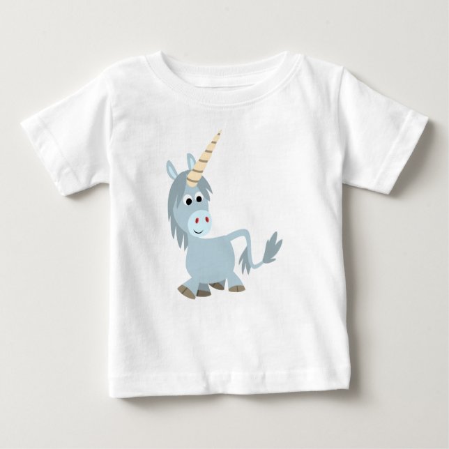 Cute Friendly Tecknad Unicorn Baby T-Shirt (Framsida)