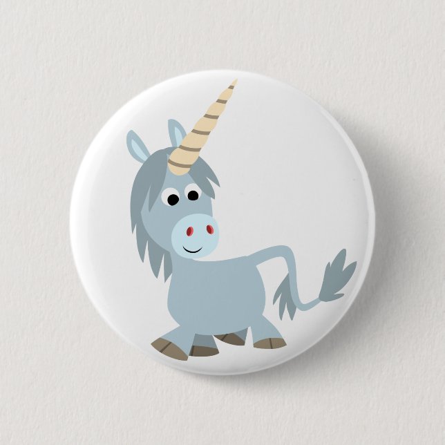 Cute Friendly Tecknad Unicorn Button Badge Knapp (Framsida)