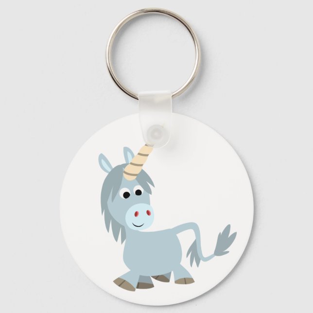 Cute Friendly Tecknad Unicorn Keychain Nyckelring (Framsida)