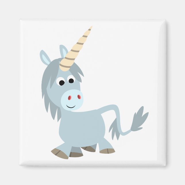 Cute Friendly Tecknad Unicorn Magnet (Framsidan)