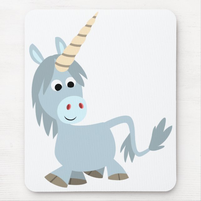 Cute Friendly Tecknad Unicorn Mousepad Musmatta (Framsidan)