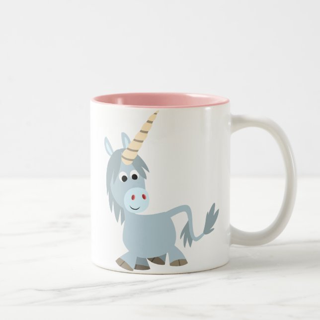 Cute Friendly Tecknad Unicorn Mugg (Höger)