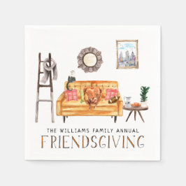 Cute Friendsgiving Thanksgiving Middag Party Pappersservett