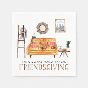 Cute Friendsgiving Thanksgiving Middag Party Pappersservett