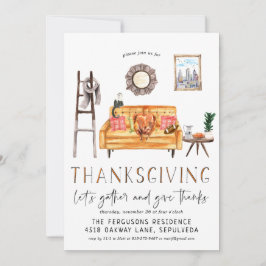 Cute Friendsgiving Thanksgiving Middagsinbjudan Inbjudningar