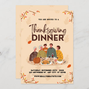 Cute Friendsgiving Thanksgiving Middagsinbjudan Inbjudningar