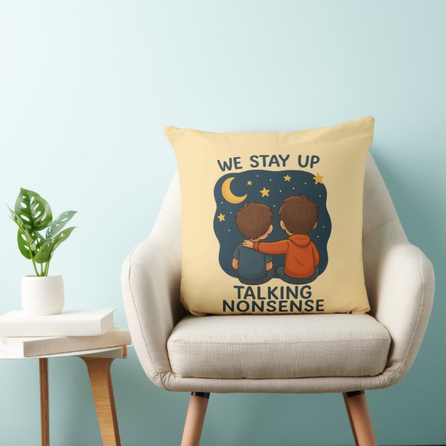Cute Friendship Night Sky Throw Pillow Kudde (Stol)