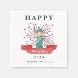 Cute Frihetsgudinnan Lycklig 4 juli Pappersservett