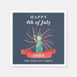 Cute Frihetsgudinnan Lycklig 4 juli Pappersservett