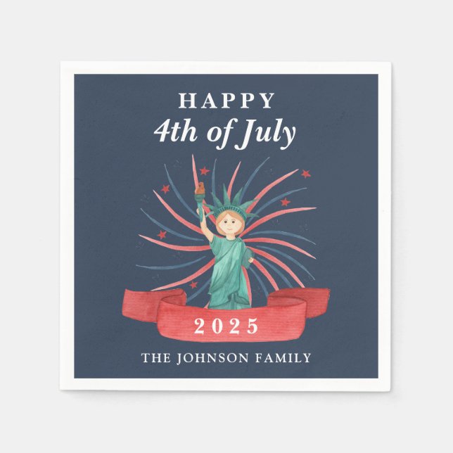 Cute Frihetsgudinnan Lycklig 4 juli Pappersservett (Framsidan)