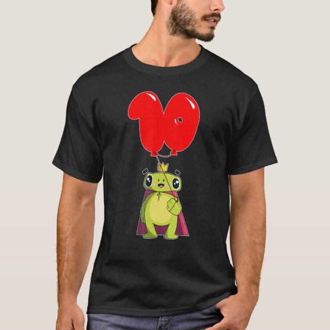 Cute Frog 10:e födelsedagstidningen Kids Balloon P T Shirt (Framsida)