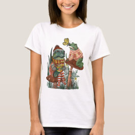 Cute Frog and Toad on Mushroom jul T-Shirt