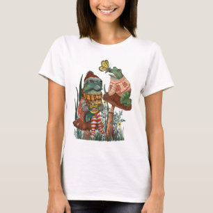 Cute Frog and Toad on Mushroom jul T-Shirt
