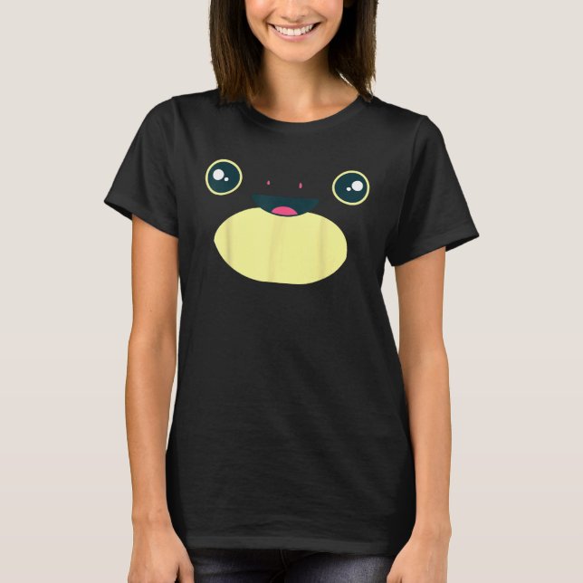 Cute Frog Ansikte Halloween Costume Froggy Amphibi T Shirt (Framsida)