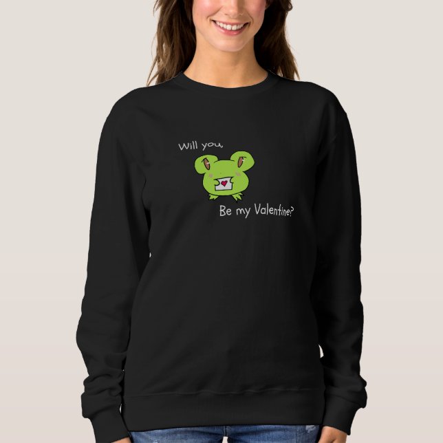 Cute frog baby asking you to be his valentine t shirt (Framsida)