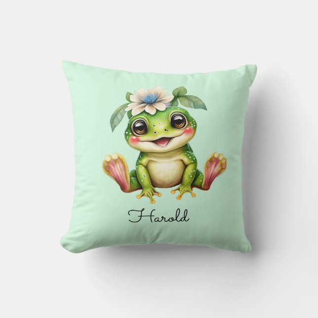 Cute Frog Baby Nursery Kudde (Framsida)