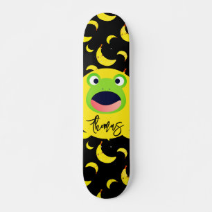 Cute Frog Banana Mönster Mini Skateboard Bräda 18,5 Cm