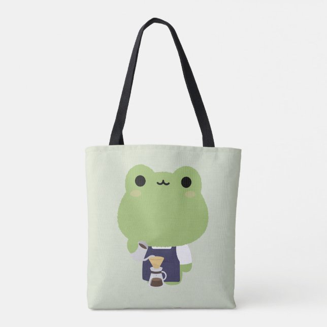 Cute Frog Barista Tygkasse (Baksida)