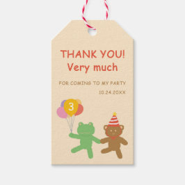 Cute Frog & Bear Birthday Party Vertical Favor Tag Presentetikett