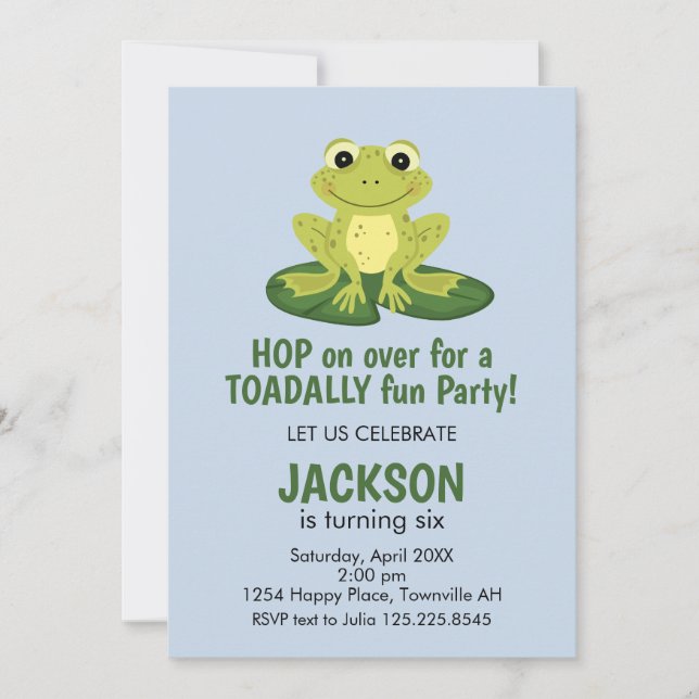 Cute Frog Birthday Invitation Inbjudningar (Framsida)