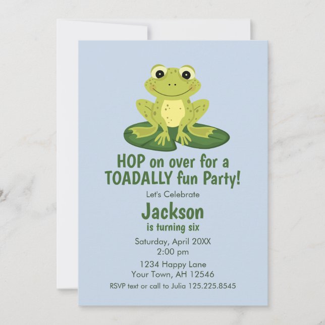 Cute Frog Birthday Invitation Inbjudningar (Framsida)