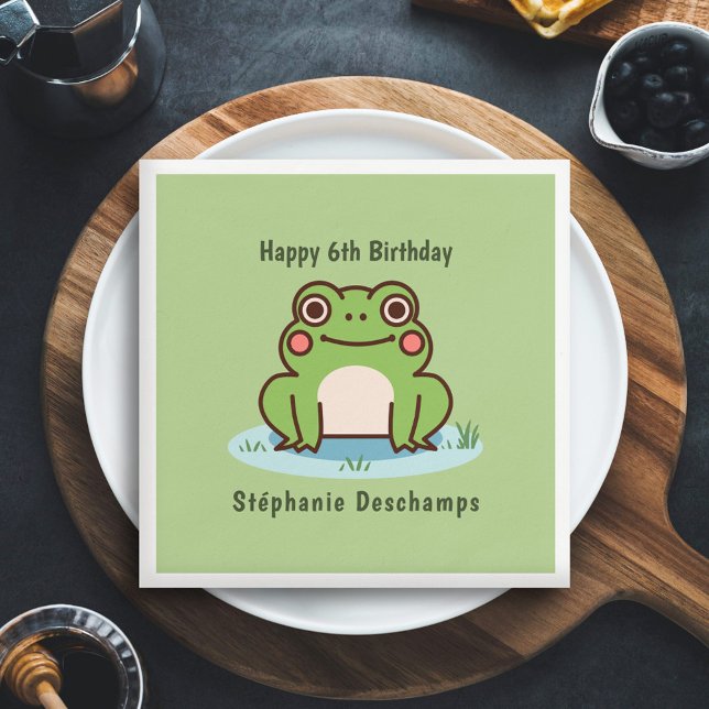 Cute Frog Birthday Pappersservett (Cute Frog Napkin)
