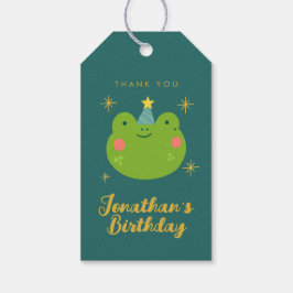 Cute Frog Birthday tack Presentetikett