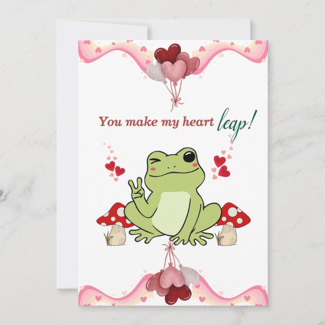 Cute Frog Card för barn Valentines day Julkort (Framsida)