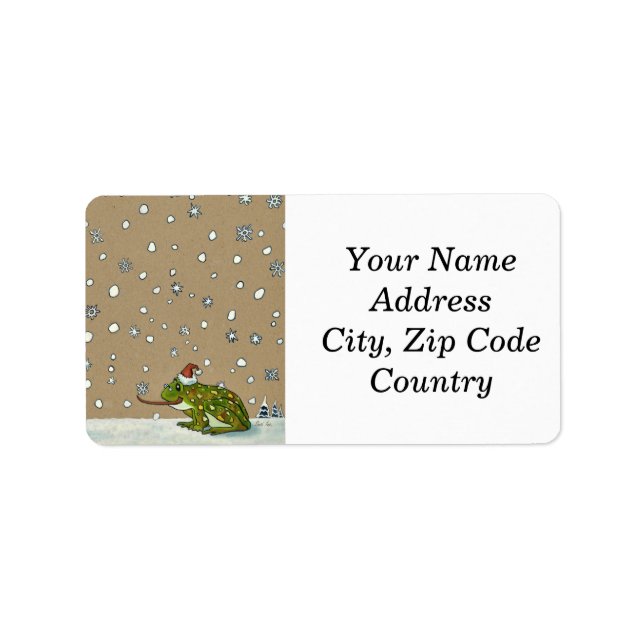 Cute Frog Catching Snowflake med Tunga Adressetikett (Framsidan)