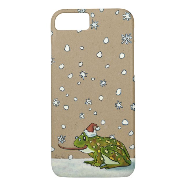 Cute Frog Catching Snowflake med Tunga Case-Mate iPhone Skal (Baksida)