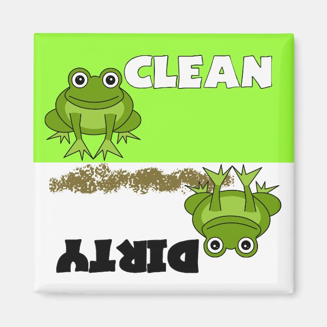 Cute Frog Clean/Dirty Dishwasher Magnet (Framsidan)
