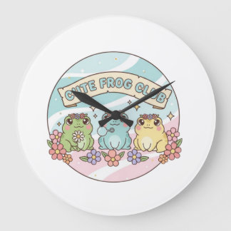 Cute Frog Club – Kawaii Pastel Frogs Floral Cute A Stor Klocka