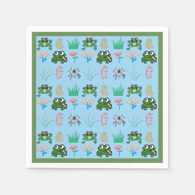 Cute Frog Cocktail Party Napkins Pappersservett (Framsidan)