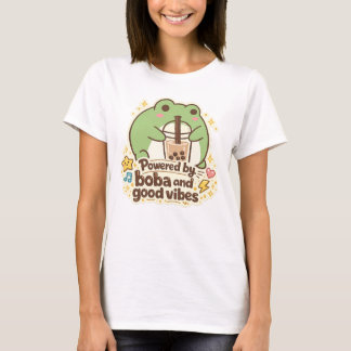 Cute FROG drinking bubble tea, boba tea T Shirt