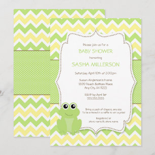 Cute Frog duschinbjudan, neutralt gender Inbjudningar