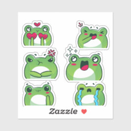 Cute Frog Emoji Reaction Faces Vinyl Sticker Set Klistermärken