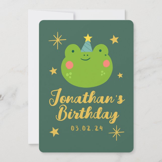 Cute Frog Forest med djur födelsedag Inbjudningar (Baksida)