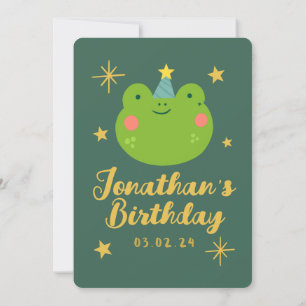 Cute Frog Forest med djur födelsedag Inbjudningar