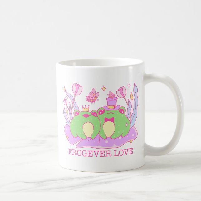 Cute Frog - Frogever Kärlek Kaffemugg (Höger)