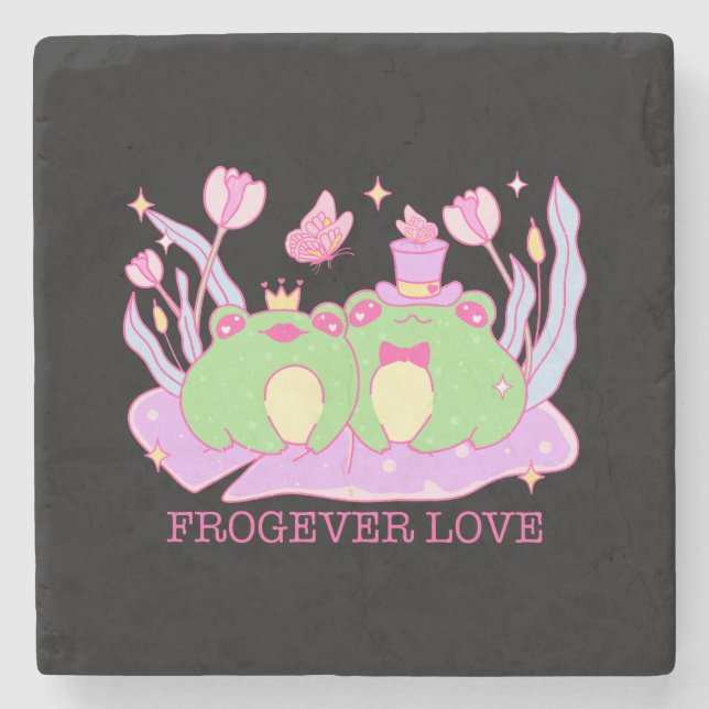 Cute Frog - Frogever Kärlek Stenunderlägg (Framsidan)