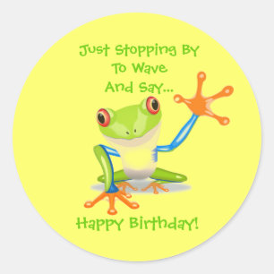 Cute Frog Funny Animal Kids Grattis på födelseda Runt Klistermärke