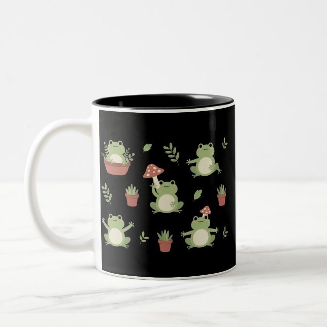 Cute Frog Funny Animal Lover Gift For Frog Lover  Två-Tonad Mugg (Vänster)