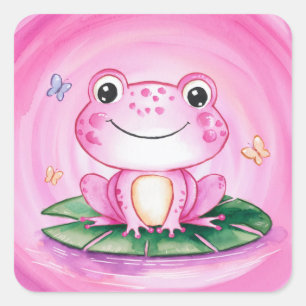 Cute Frog Fyrkantigt Klistermärke