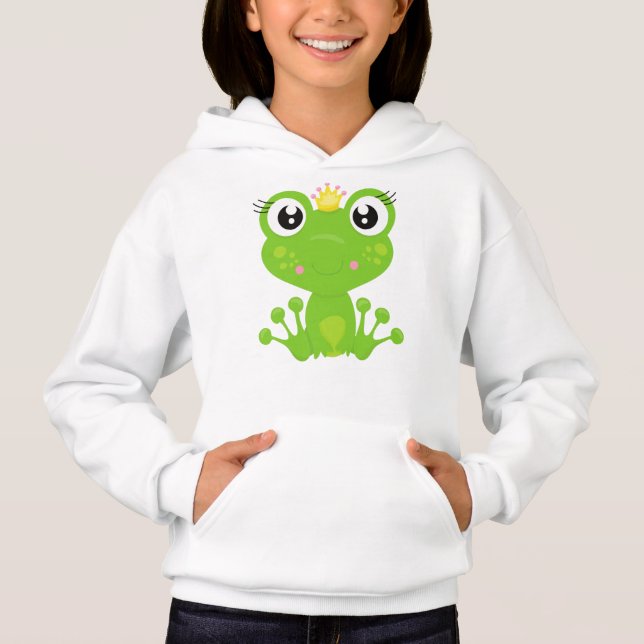 Cute Frog, Grönt Frog, Frog Princess, Krona T Shirt (Framsida)