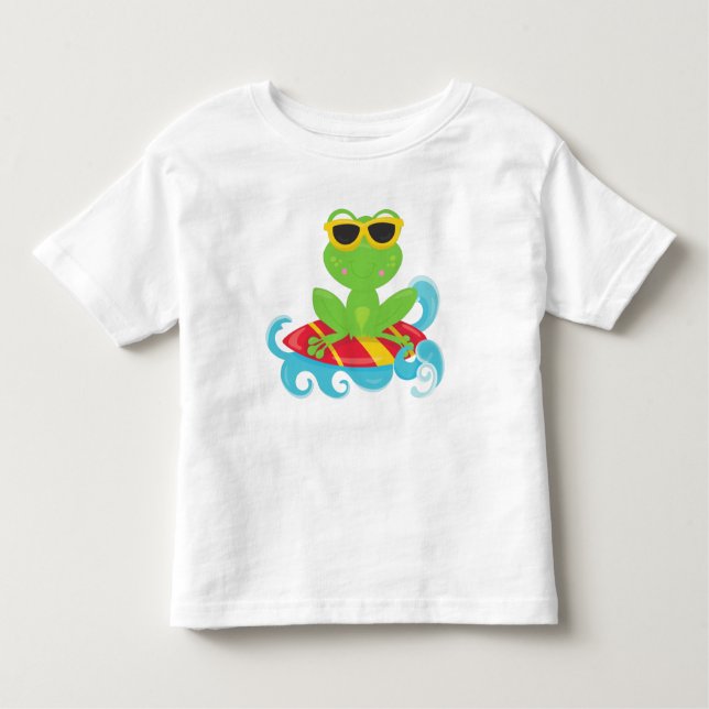 Cute Frog, Grönt Frog, Little Frog, Surfboard T Shirt (Framsida)