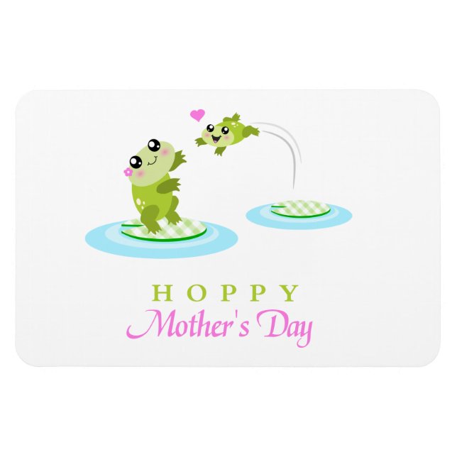 Cute Frog Hoppy Lycklig Mors dag Magnet (Horisontell)