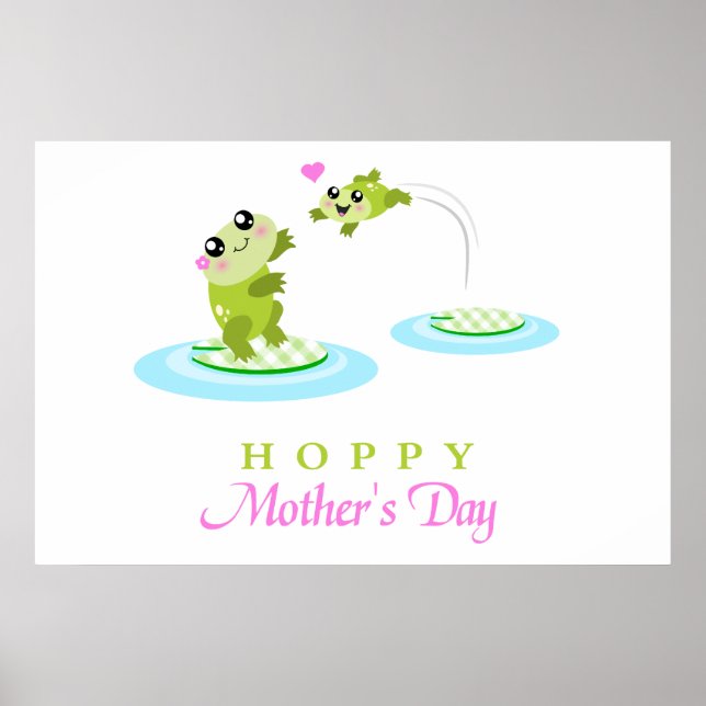 Cute Frog Hoppy Lycklig Mors dag Poster (Framsidan)