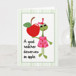 Cute Frog i en Bra Lärare i Dress Tack Kort