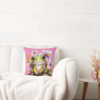 Cute Frog i Flowers Soffa Kudde
