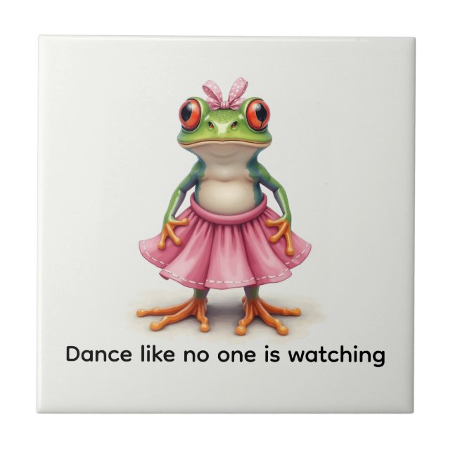 Cute Frog i Rosa. Dance som ingen tittar på Kakelplatta (Framsidan)